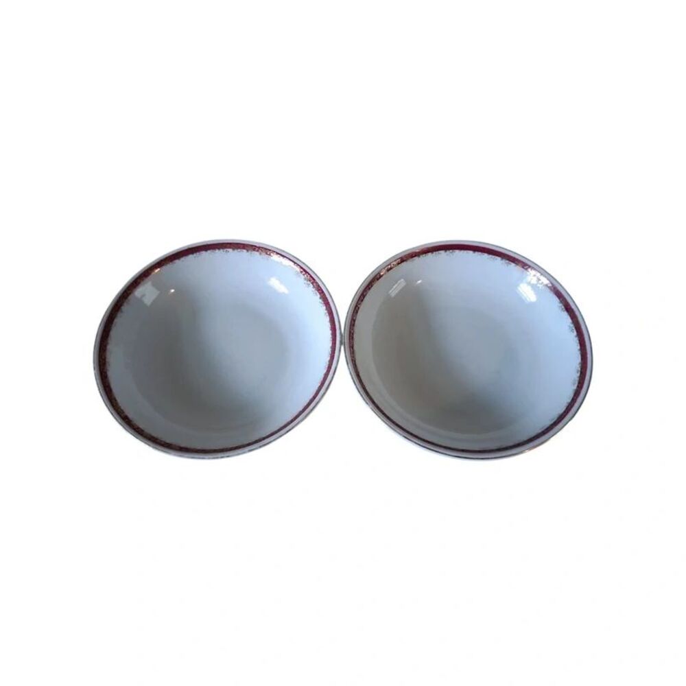 Porzellanfabrik Rudolf Kämpf RKG Porcelain Red White Gold 5 inch Bowl Set of 2